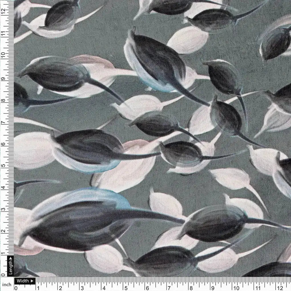 Grey Floral Fabric – 8341copy