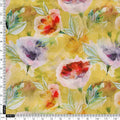 Yellow Watercolor Floral Printed Satin Fabric – 8351copy