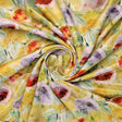 Yellow Watercolor Floral Printed Satin Fabric – 8353copy2