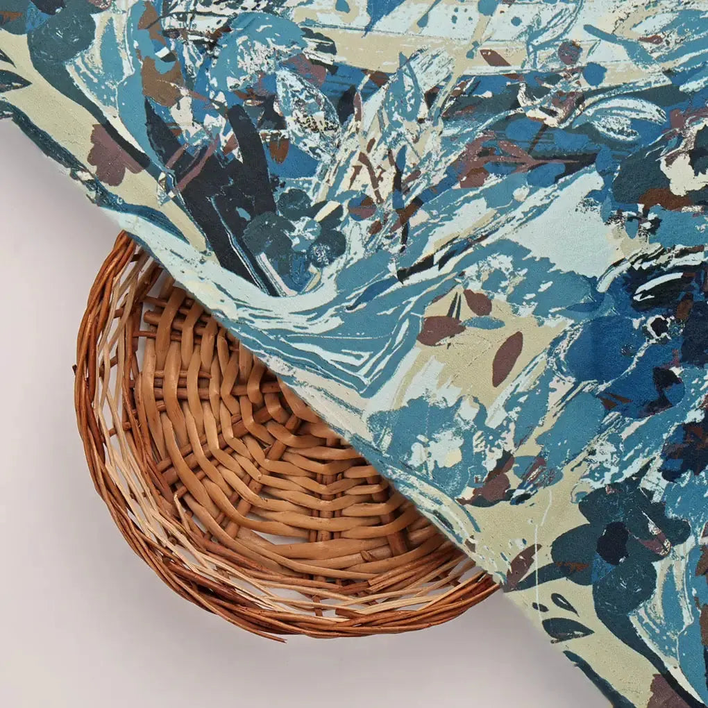 Blue Abstract Print Velvet Fabric – 8371copy
