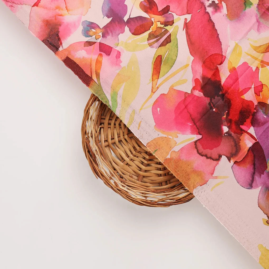 Pink Watercolor Floral Printed Fabric – 8377 copy