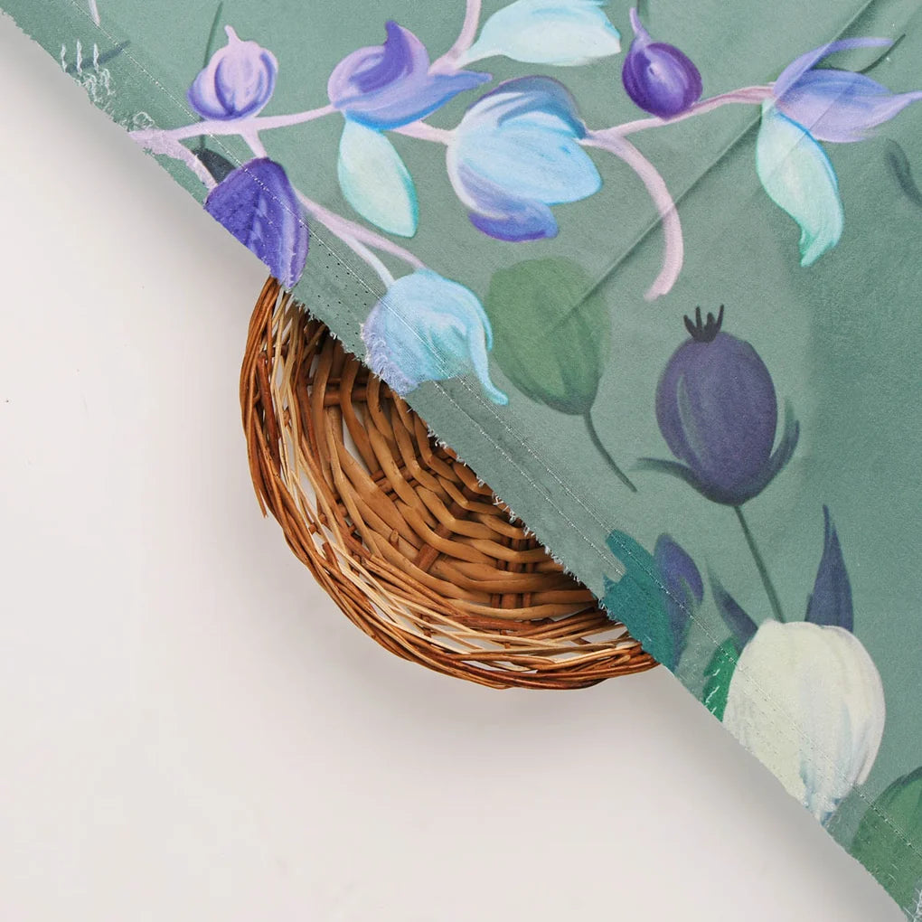 Green Floral Printed Satin Fabric – 8382 copy