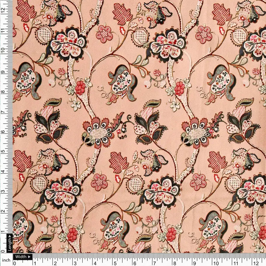 Pink Floral Satin Fabric – 8389copy