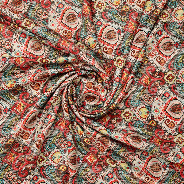 Multicolor Paisley Printed Velvet Fabric – 8395copy - alternate view