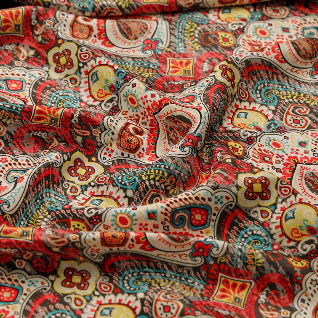 Multicolor Paisley Printed Velvet Fabric – 8396copy