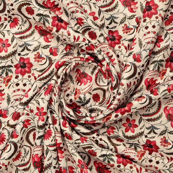 Red Floral Printed  Fabric – 8400copy - alternate view