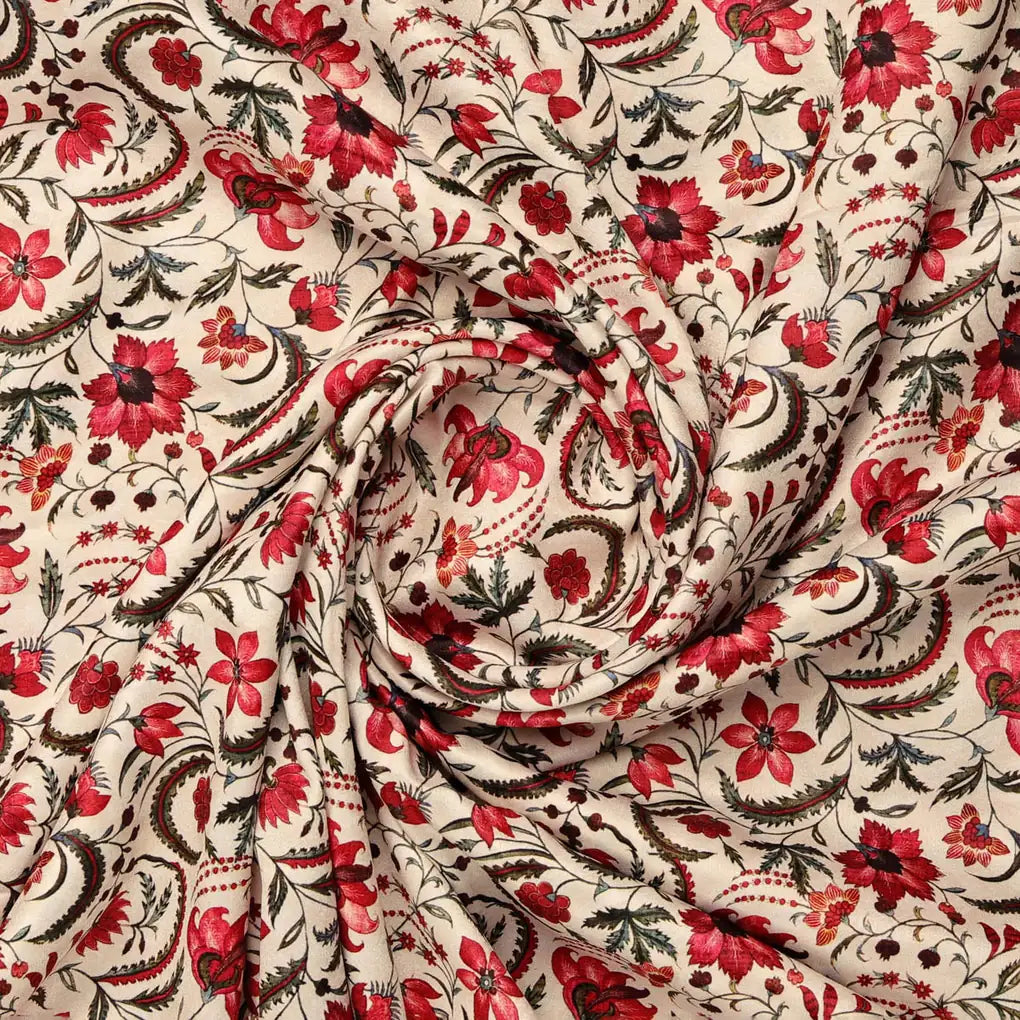 Red Floral Printed  Fabric – 8400copy