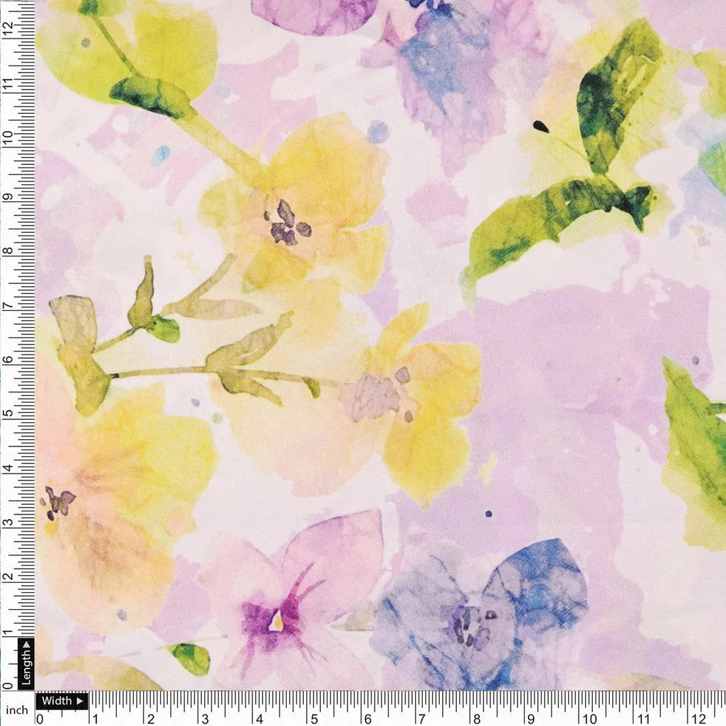 Floral Watercolor Print Satin Fabric – 8409copy