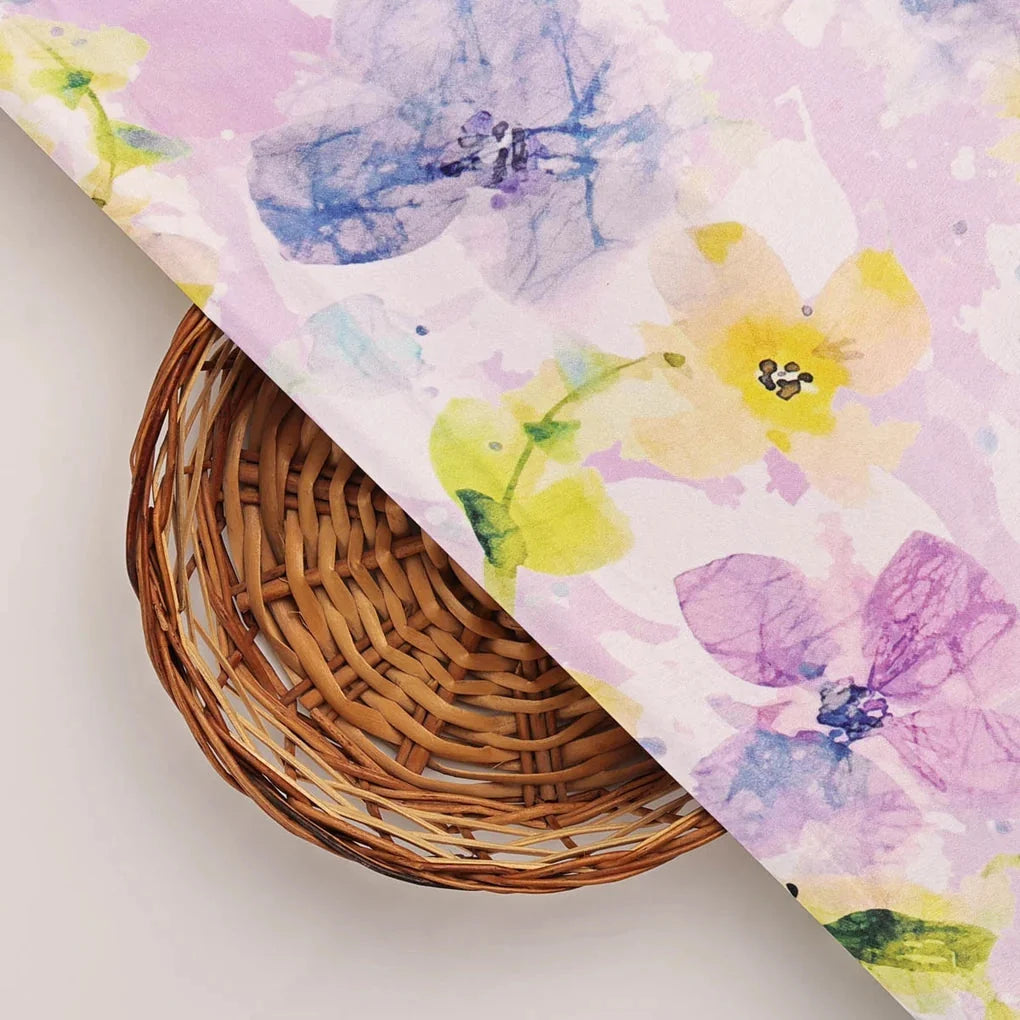 Floral Watercolor Print Satin Fabric – 8412copy