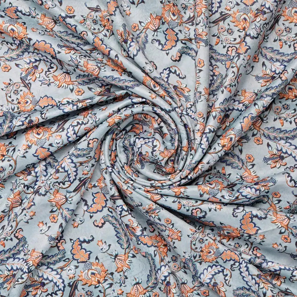 Blue Floral Velvet Fabric – 8415copy