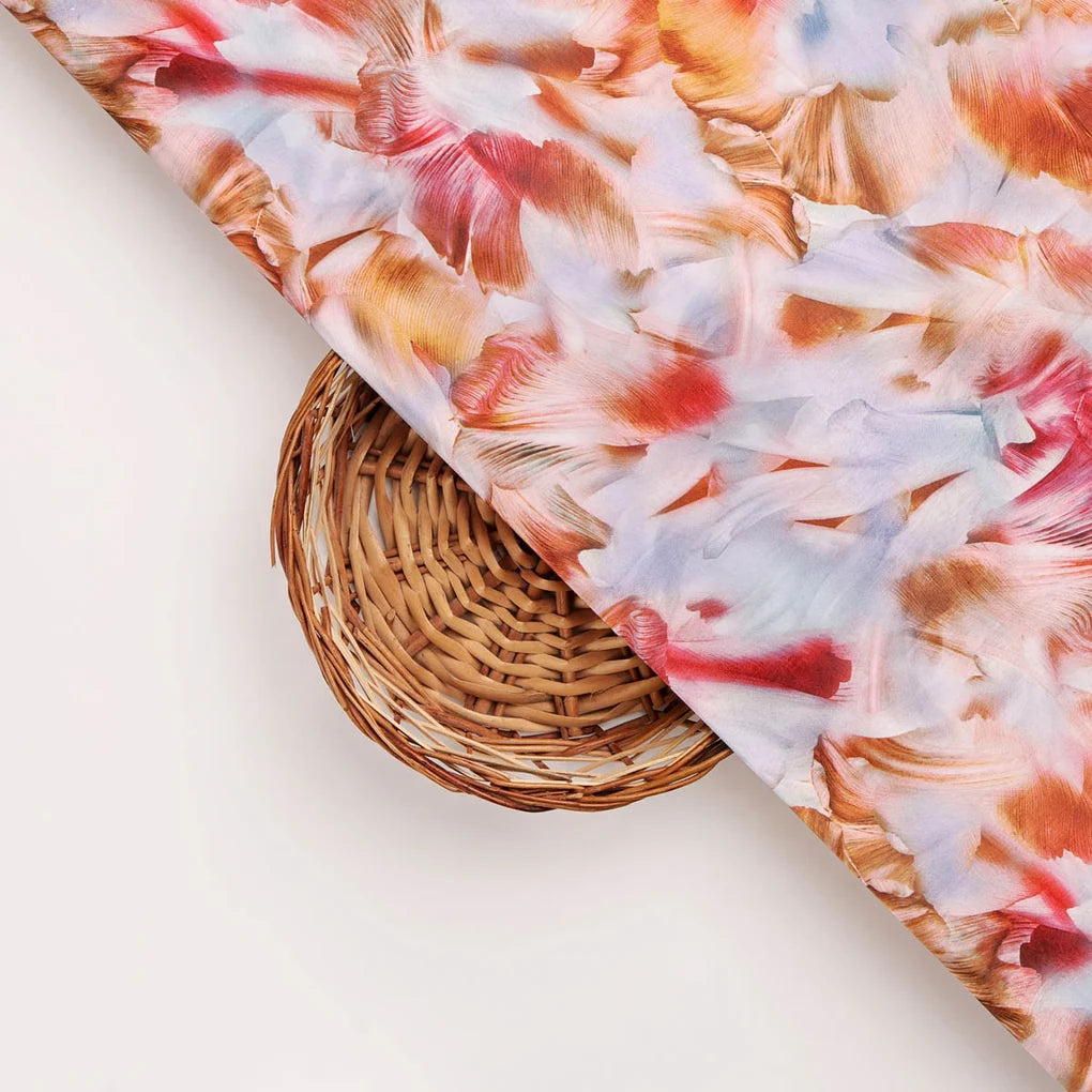 Abstract Floral Printed Satin Fabric – 8422copy