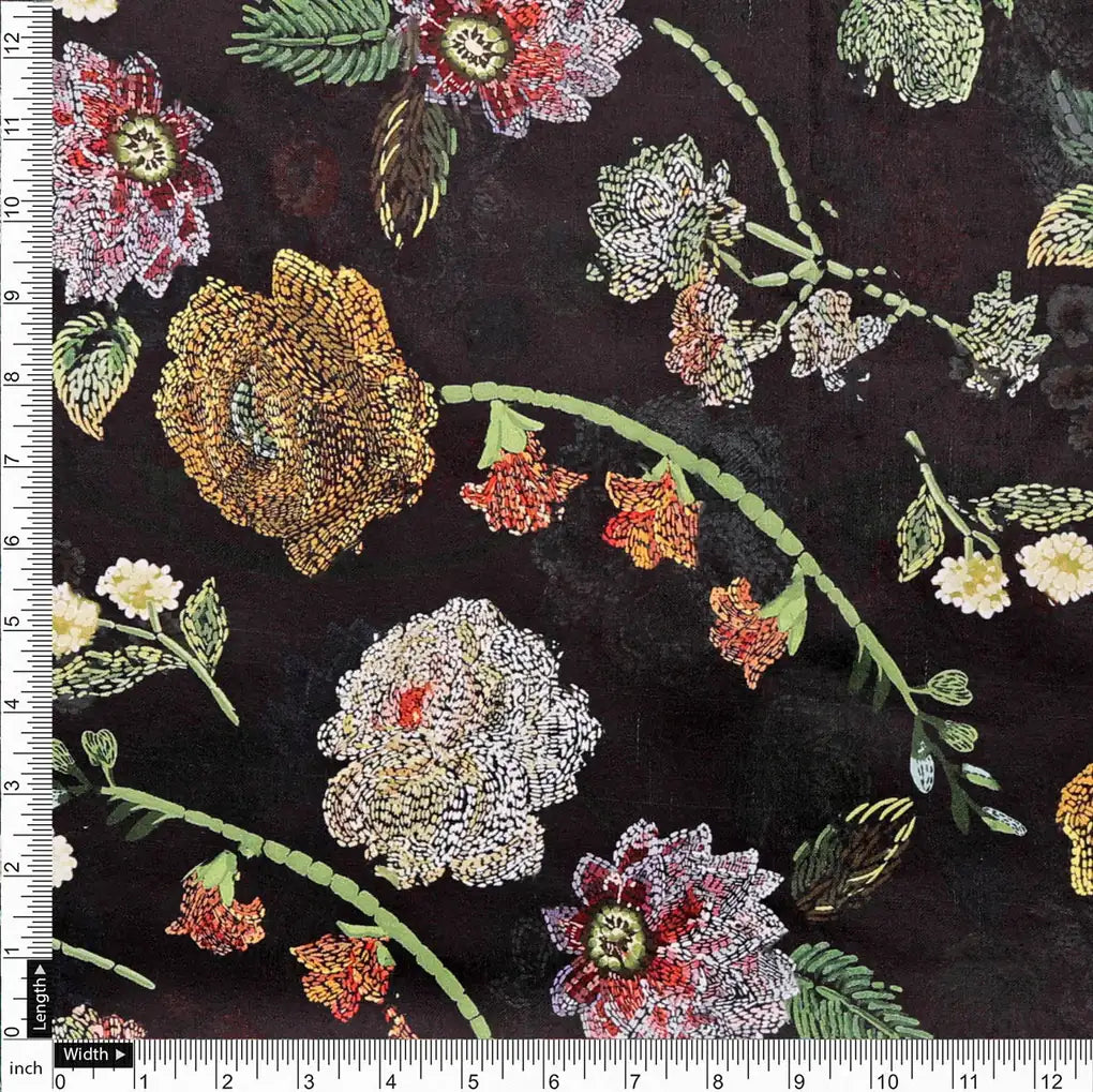 Black Floral Fabric – 8424copy