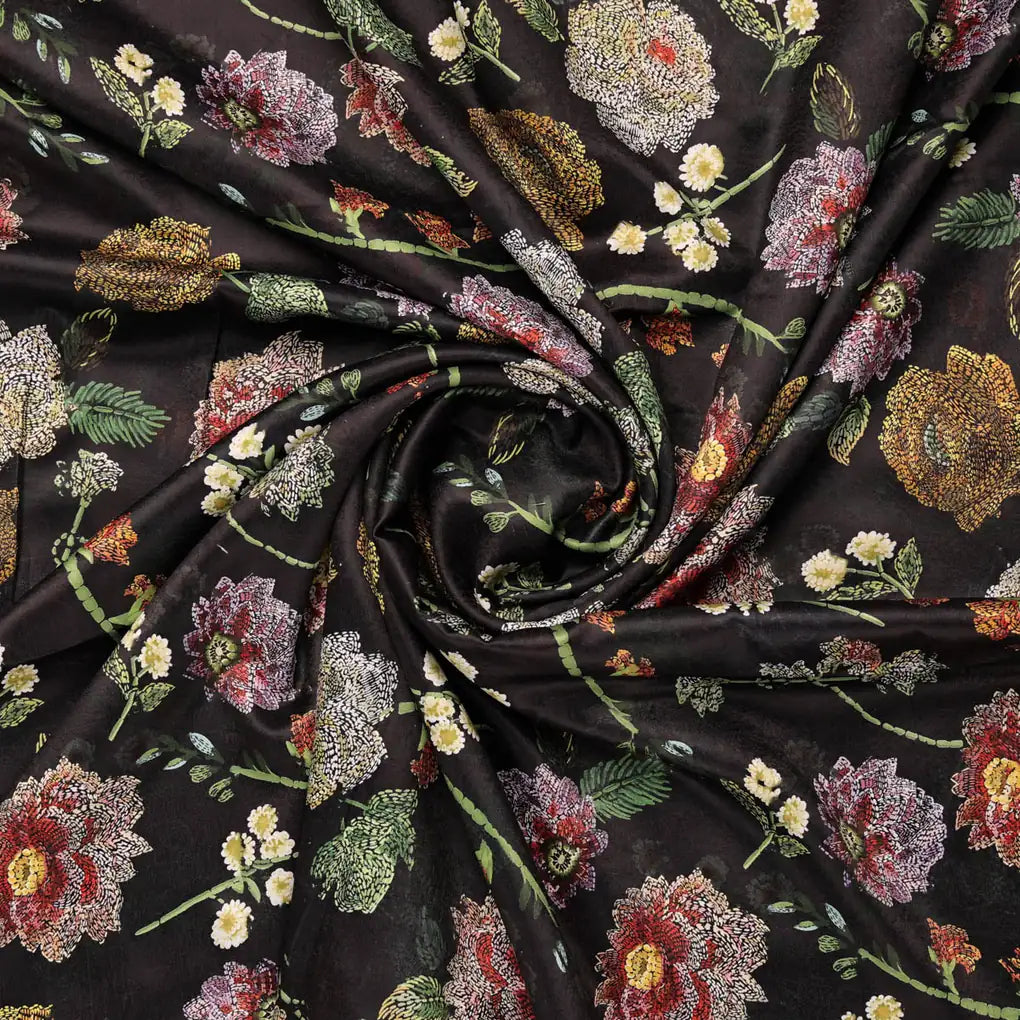Black Floral Fabric – 8425copy