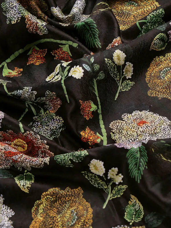 Black Floral Fabric – 8426copy