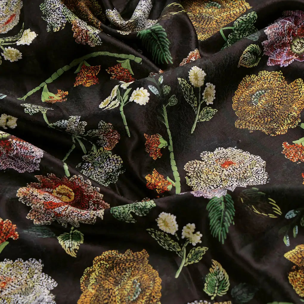 Black Floral Fabric – 8426copy
