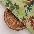 Green Floral Printed Dola Silk Fabric – 8443copy
