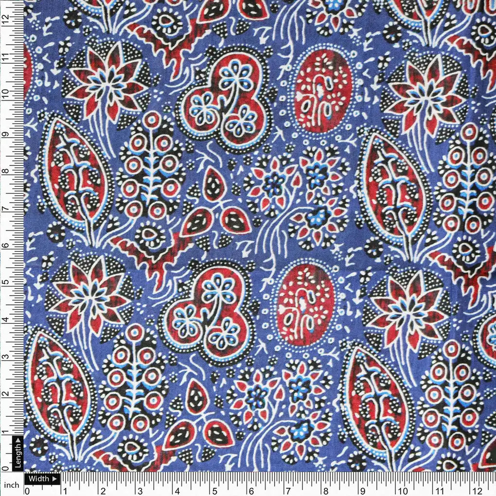 Dola Silk Ajrakh Printed Fabric – 8455copy