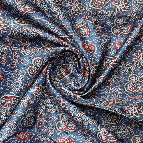 Dola Silk Ajrakh Printed Fabric – 8456copy
