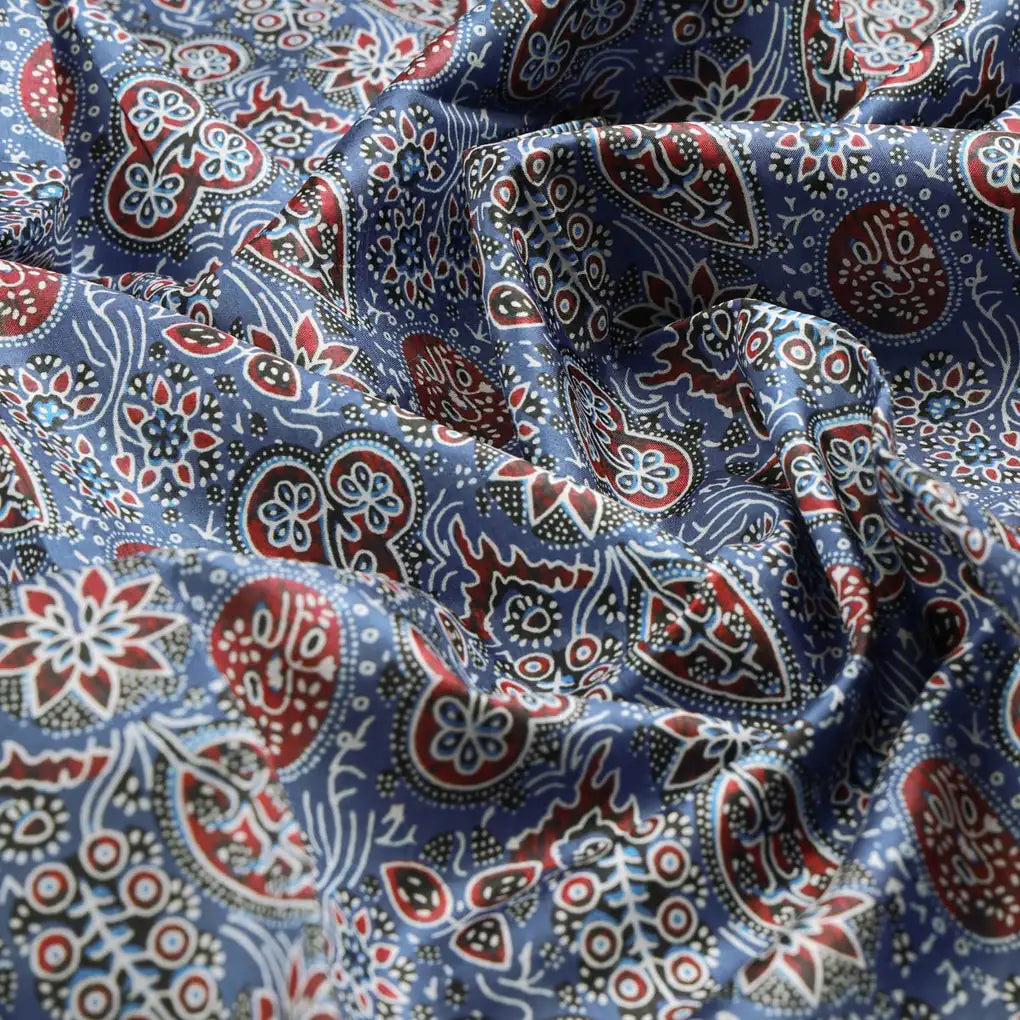 Dola Silk Ajrakh Printed Fabric – 8457copy