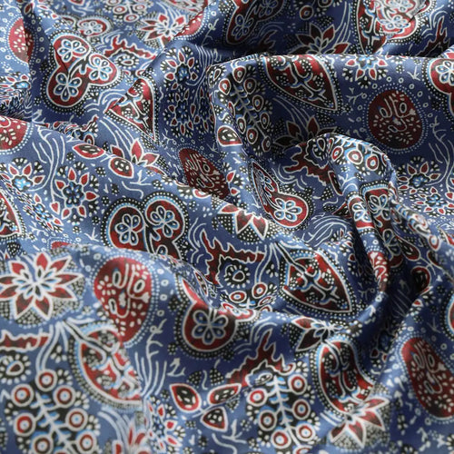Dola Silk Ajrakh Printed Fabric – 8457copy