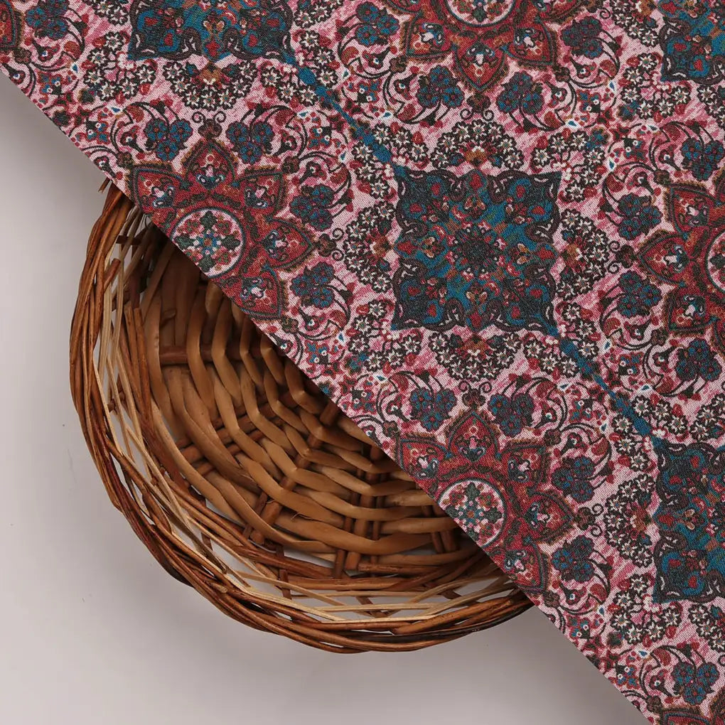 Dola Silk Pink Floral Printed Fabric – 8463copy