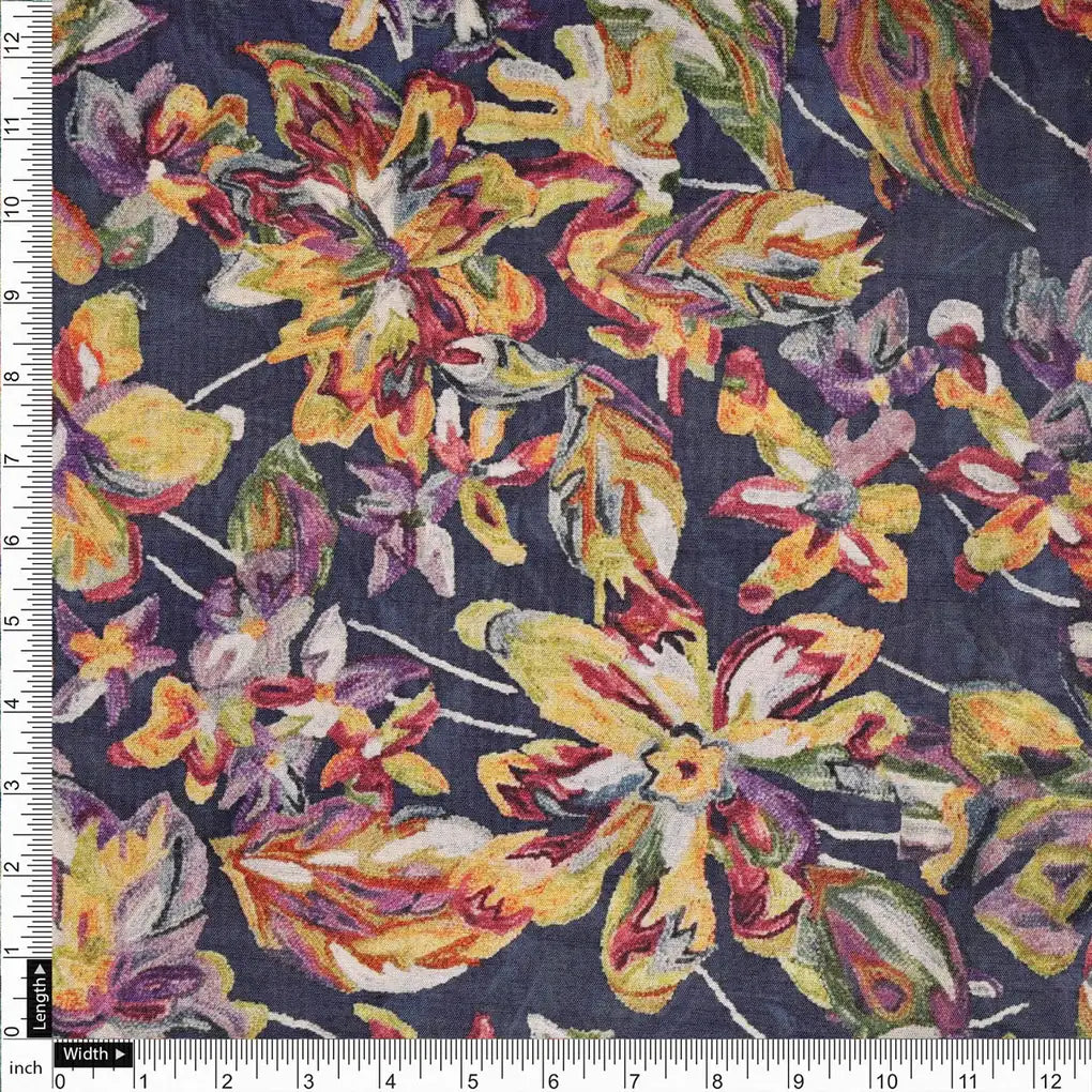 Floral Printed Dola Silk Fabric – 8483copy