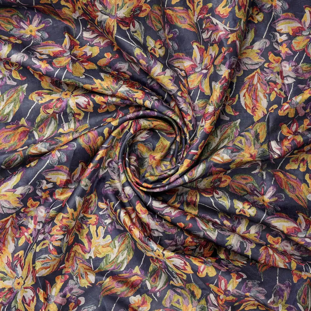 Floral Printed Dola Silk Fabric – 8484copy