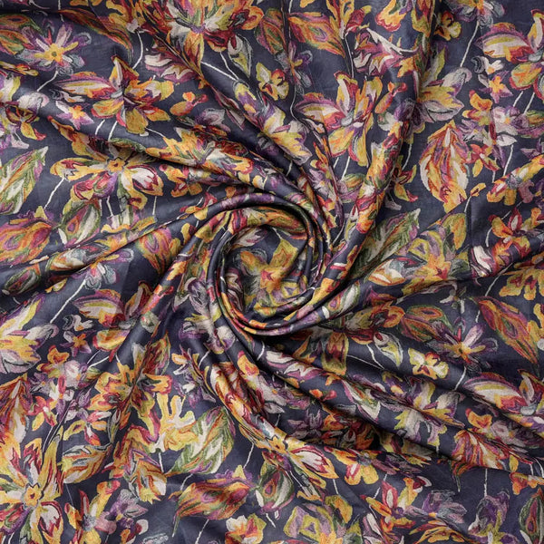 Floral Printed Dola Silk Fabric – 8484copy - alternate view