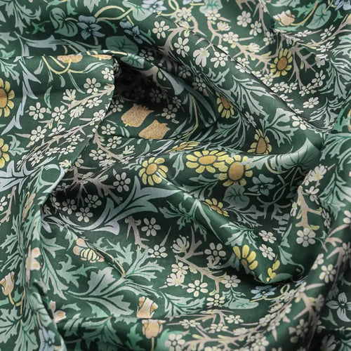 Green Floral Printed Dola Silk Fabric – 8496copy