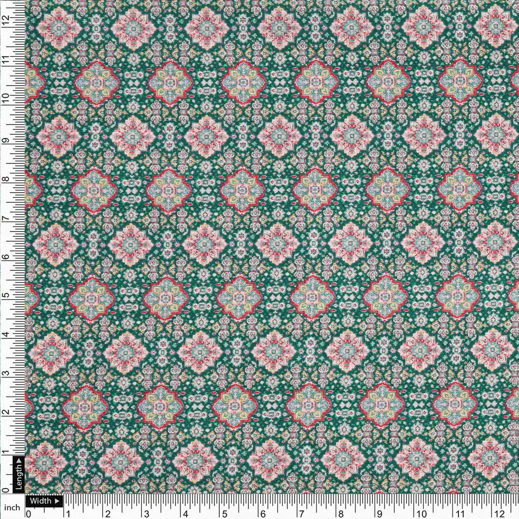 Green Floral Dola Silk Fabric – 8518copy