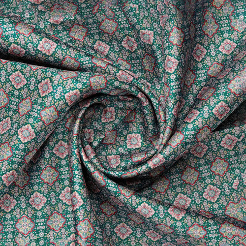 Green Floral Dola Silk Fabric – 8519copy