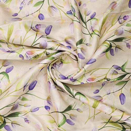 Floral Lavender Purple Printed Dola Silk Fabric by FAB VOGUE – 8546copy