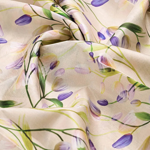 Floral Lavender Purple Printed Dola Silk Fabric by FAB VOGUE – 8547copy