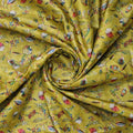Lime Green Dola Silk Fabric with Vibrant Floral Print – 8594copy