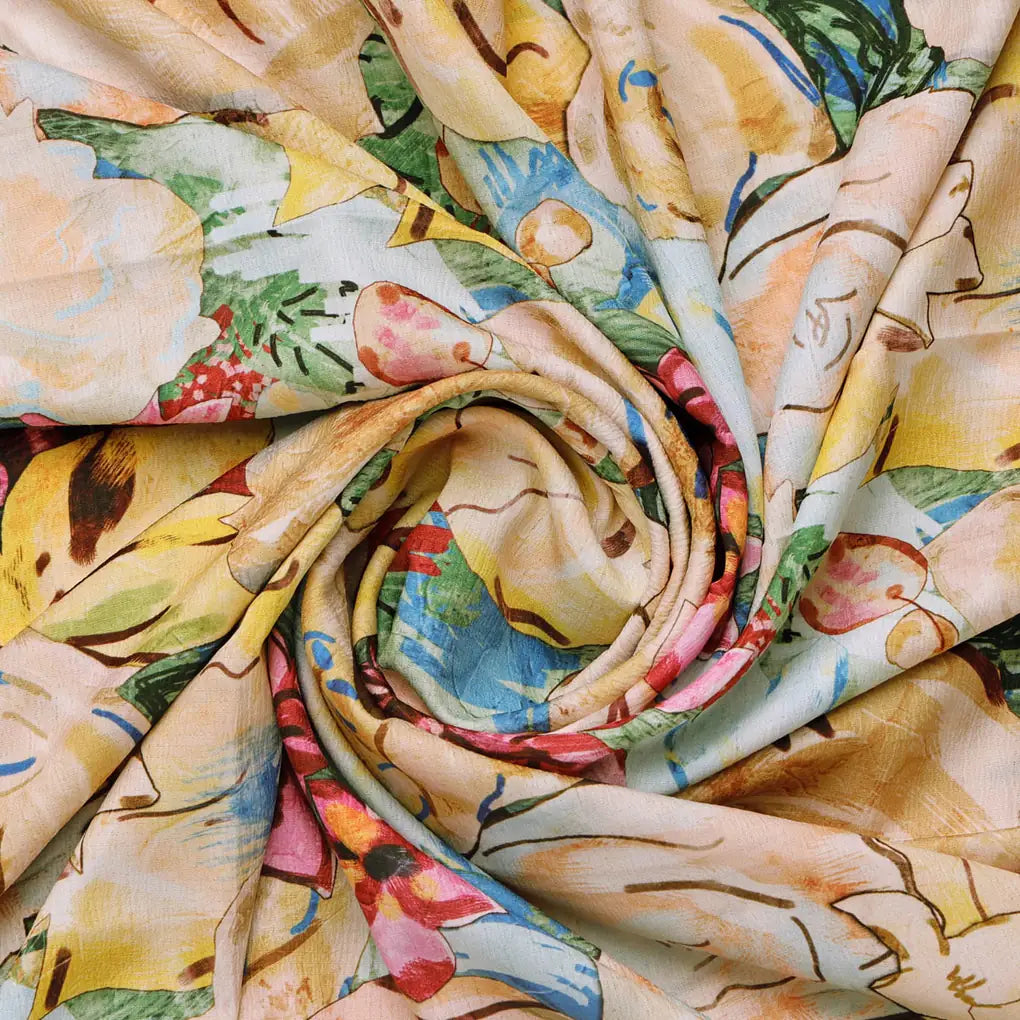 Multi-color Abstract Floral Digital Print Polyester Fabric – 9498copy