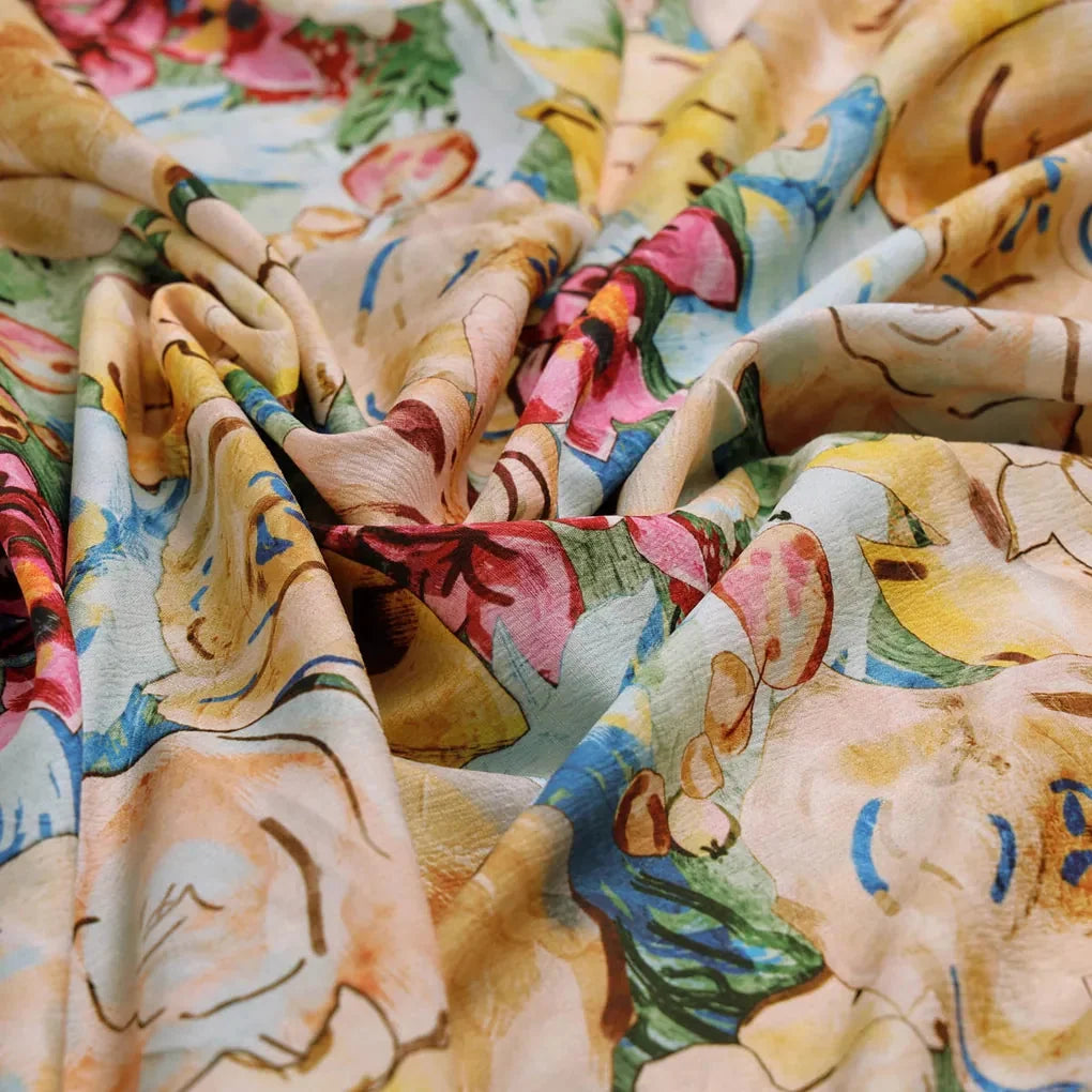 Multi-color Abstract Floral Digital Print Polyester Fabric – 9499copy