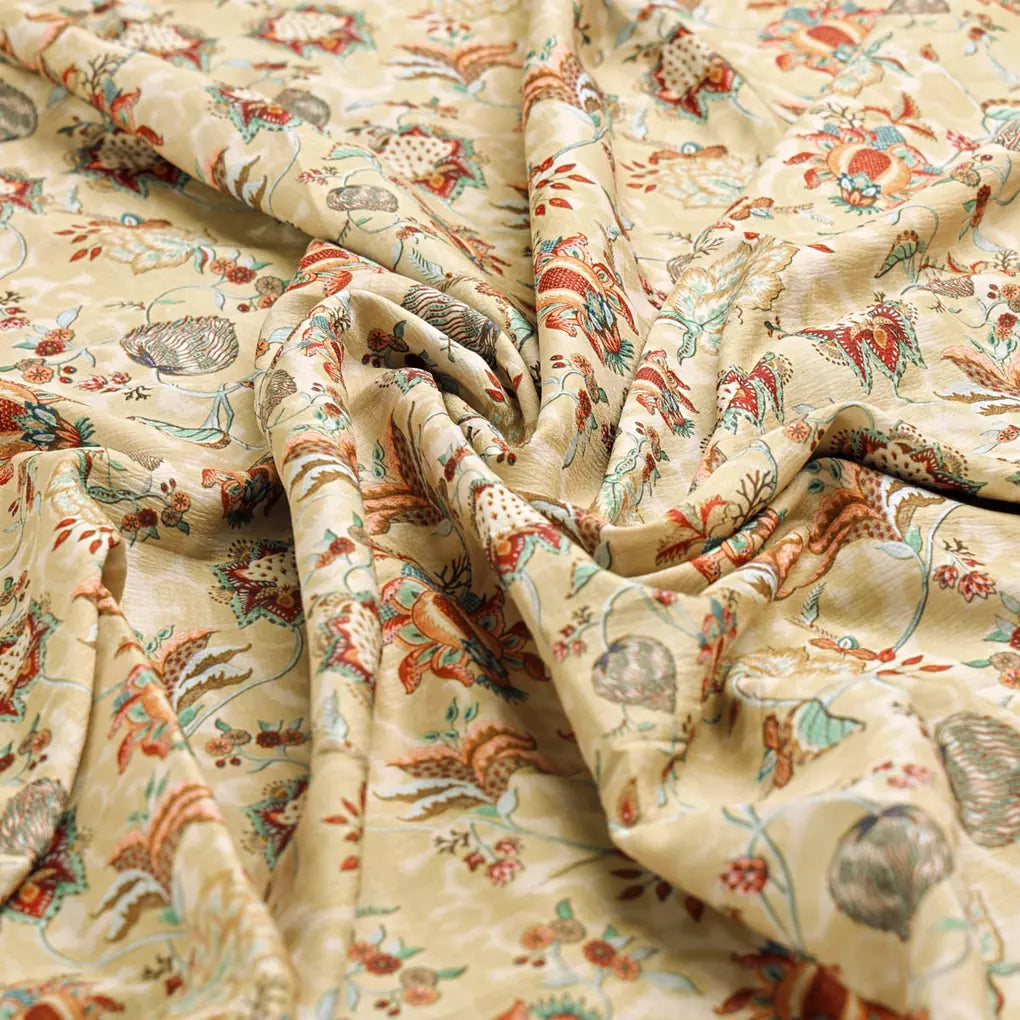Premium Beige Floral Ethnic Polyester Fabric by FAB VOGUE Studio – 9524copy