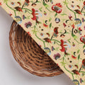 Cream Floral Polyester Fabric | Premium Print by FAB VOGUE Studio – 9532copy