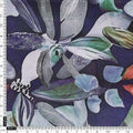 Dark Blue & Green Abstract Leaves Floral Digital Printed Polyester Fabric – 9552copy