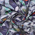 Dark Blue & Green Abstract Leaves Floral Digital Printed Polyester Fabric – 9554copy
