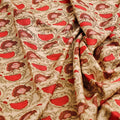 Ethnic Floral Red Cream Polyester Fabric for Outfits – 9561copy