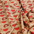 Ethnic Floral Red Cream Polyester Fabric for Outfits – 9561copy
