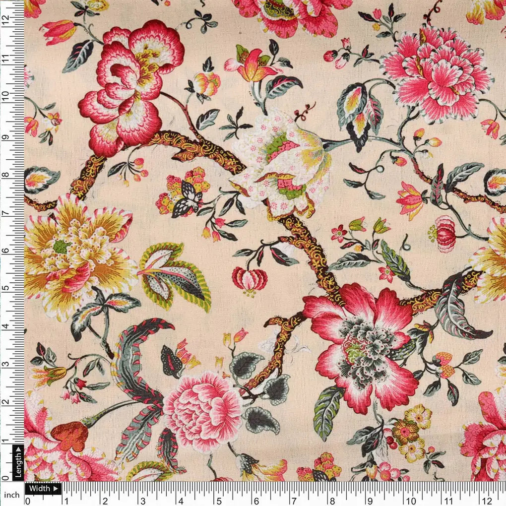 Premium Chinoiserie Floral Printed Polyester Fabric – 9579copy