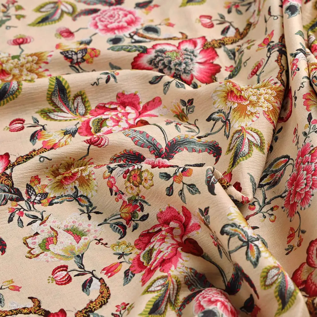 Premium Chinoiserie Floral Printed Polyester Fabric – 9583copy