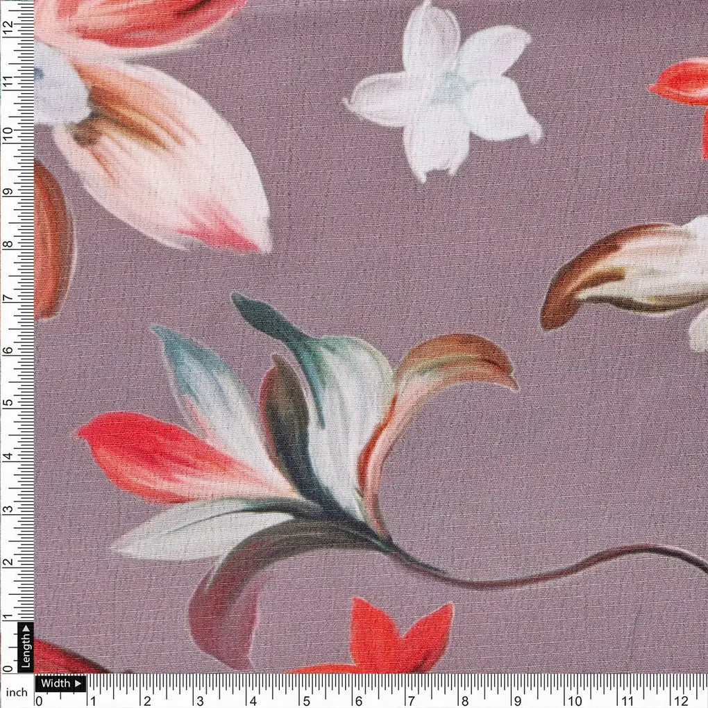 Elegant Mauve Floral Printed Polyester Fabric for Apparel – 9638copy
