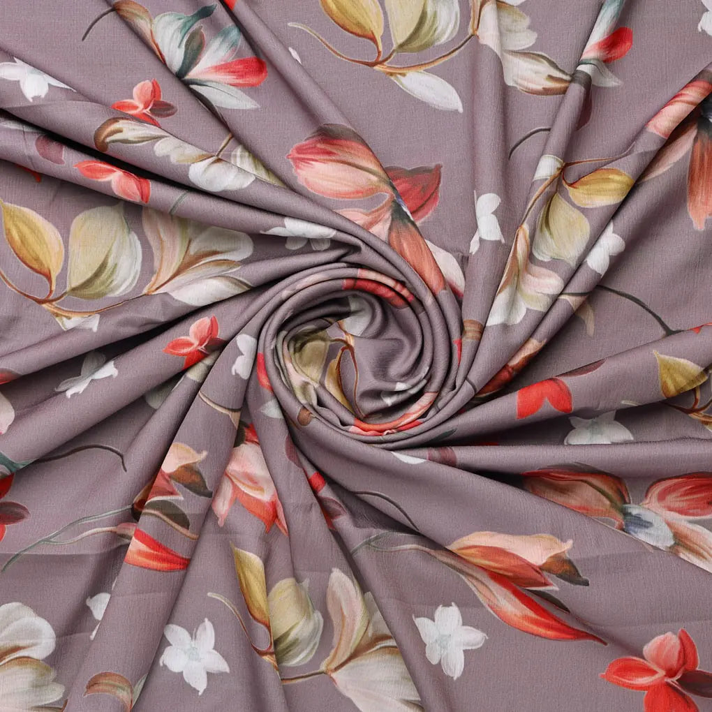 Elegant Mauve Floral Printed Polyester Fabric for Apparel – 9641copy