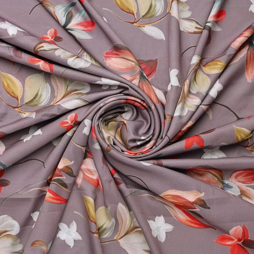 Elegant Mauve Floral Printed Polyester Fabric for Apparel – 9641copy
