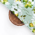 Sea Green & White Floral Printed Premium Polyester Fabric – 9665copy