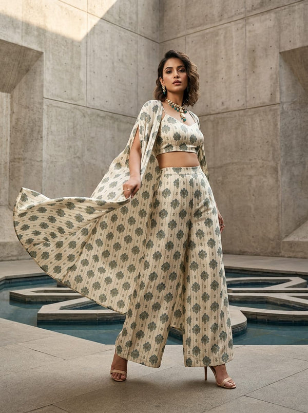 Japan Satin - Polyester - Design MA01152 - Cape with Palazzo Lookbook - JS-0-MA01152-110 - alternate view
