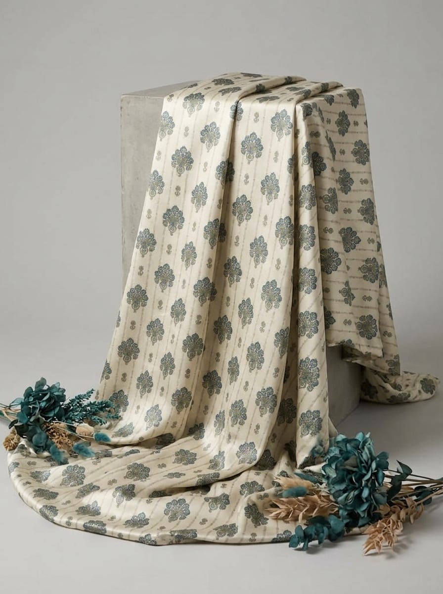 An Ethnic Tale in Cream and Teal